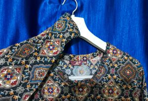 Black Floral Print Kurta