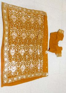 Gold Embellished Saree & Blouse