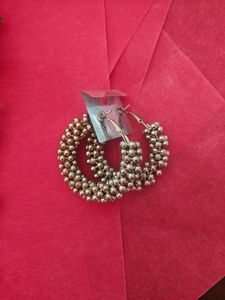 Silver Beaded Hoop Earrings
