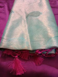 Elegant Pink &amp; Blue Saree