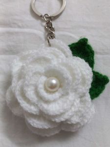 Crochet Rose Keychain