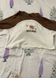 Set Of 2Cute Brown Crop & Sea Green Top