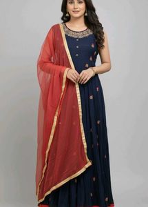 Elegant Blue Embroidered Anarkali