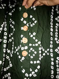 Olive Green Printed Kurti