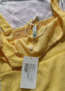 Brand New(Newme)Yellow Solid Chiffon Strapy Dress