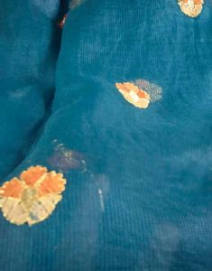Embroidered  Teal Blue KotaSaree