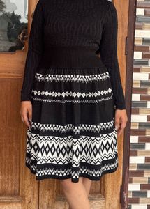 Patterned A line short woolen Skirt