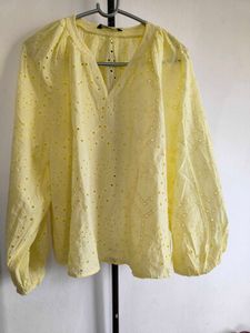 Yellow Eyelet top