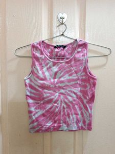 Pink Tie-Dye Crop Tank Top