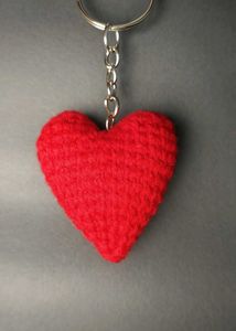Yellow Crochet Heart Keychain