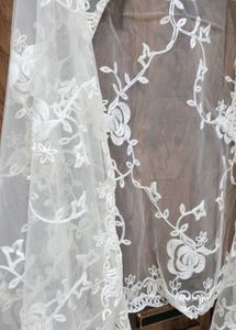 White net fabric rose embroidered dupatta