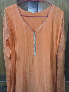 Orange Embroidered Anarkali