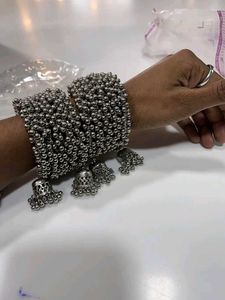 Silver Jhumka Bangle Set