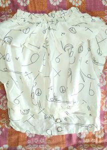 White Patterned Crop Top