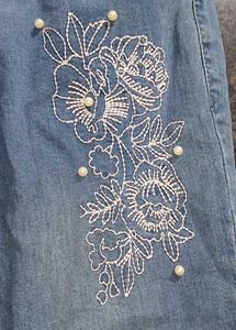 Embroidered Light Wash Jeans
