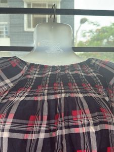 Plaid Flared Sleeve Top