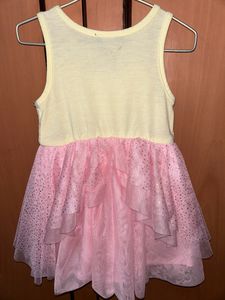 Cute Pink And Yellow Combination Party Frock