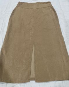 Tan Suede Midi Skirt