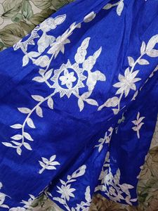Stunning Blue &amp; White Embroidered Lehenga Choli