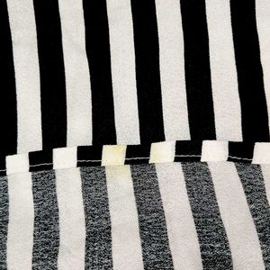 BLACK &amp; WHITE STRIPED BUTTON-DOWN DRESS