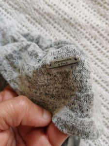 Gray Wrap-Front Long Sleeve Top