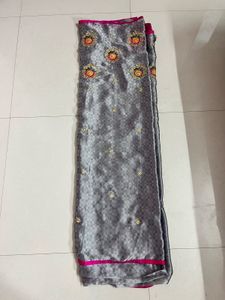 Grey Embroidered Saree no blouse