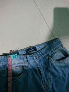 Blue High Waist Straight Fit Denim
