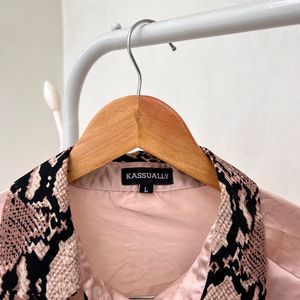 Vintage Pink Snake Trim Blouse