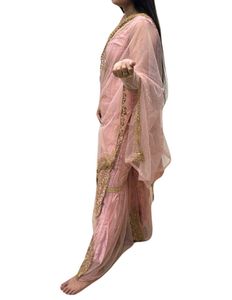 Elegant Pink &amp; Gold Kurta Sharara With Dupatta