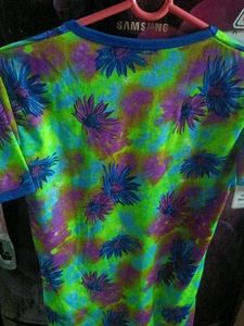 Colorful Floral Print T-Shirt Swim Costume For Kid
