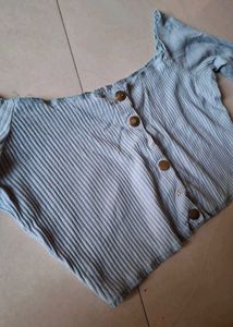 Ribbed Button-Up Crop Top