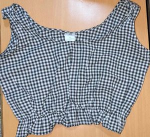 Black and White Check Crop Top