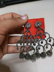 Elegant Silver Jhumka Earrings