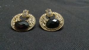 Elegant Black &amp; Golden Oxidized Eartops