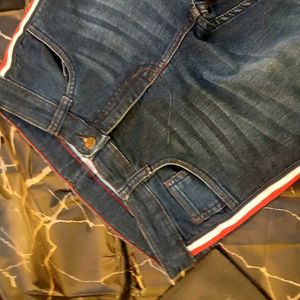 Dark Blue SlimFit Jeans with Red-White Side Strips
