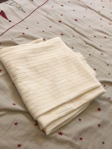 Cream Ribbed Knit Wide Leg Pants
