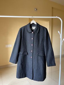 Striped Coat with Pink Buttons