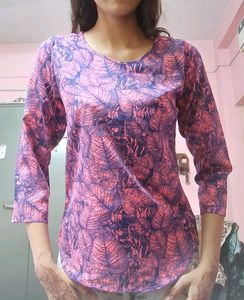Pink Leaf Print Top