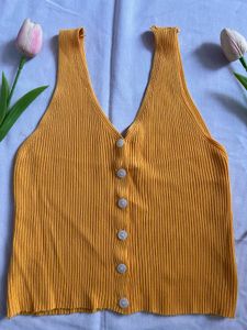 Mustard Button-Down Tank Top