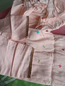 Peach Embroidered Kurta Set