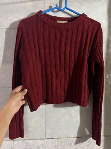 Burgundy Ribbed Long Sleeve Top