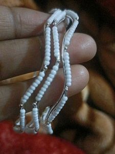 White Beaded Bangles (Set of 12)