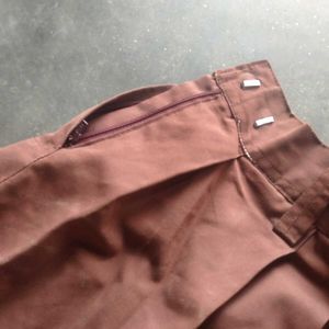 Brown Pleated Shorts
