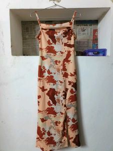 Abstract Print Cowl Neck Dress