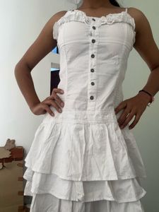 White Tiered Mini Dress
