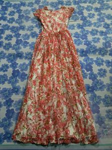 Peach Lace Gown With Blazer