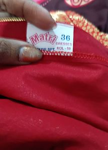 Red &amp; Gold Embroidered Blouse