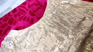 Gold Sequin Kurti with Red Skirt