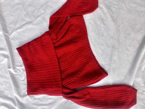 Chic Red Off-Shoulder Sweater