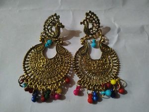 Gold Tone Peacock Earrings